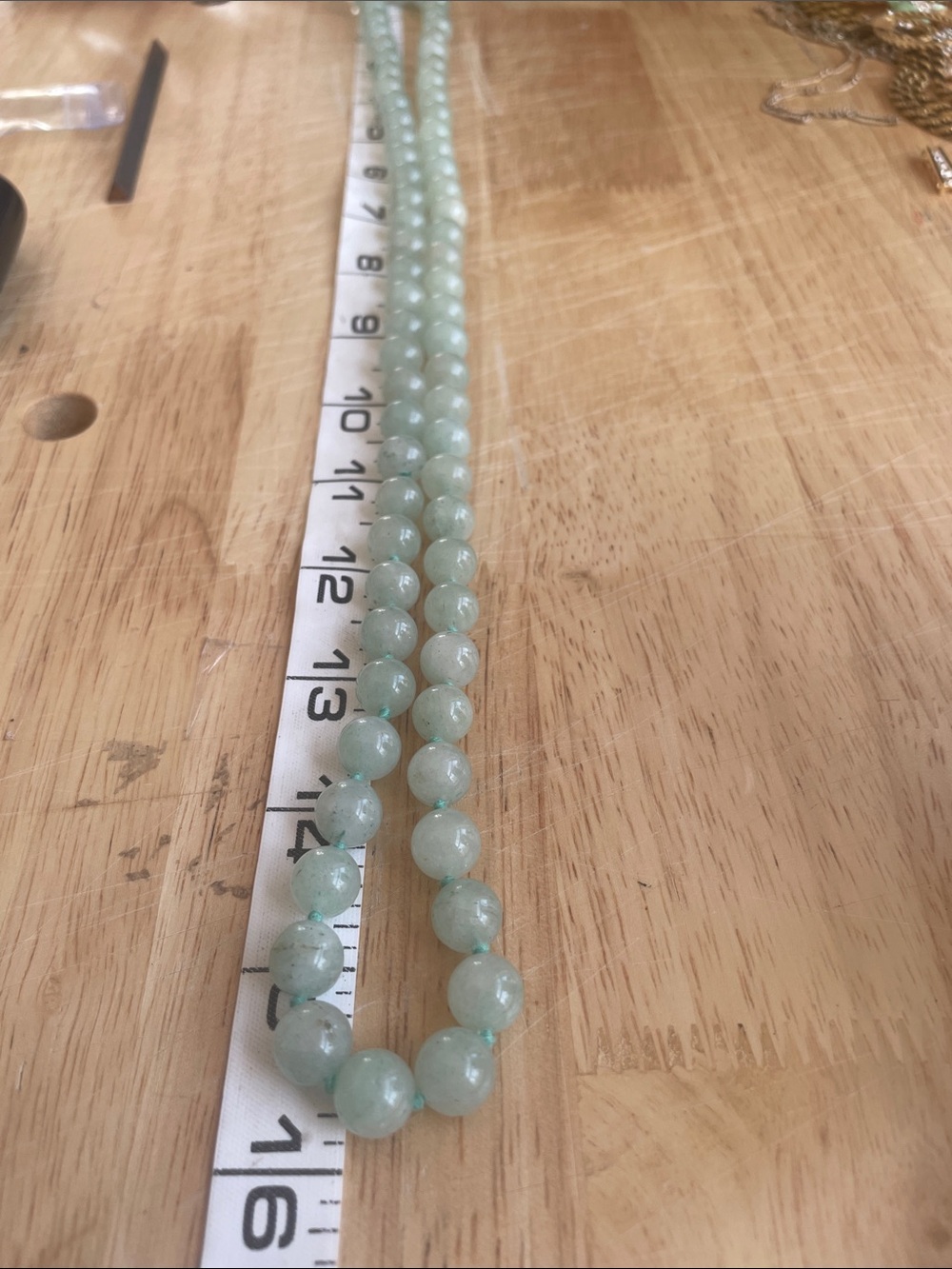 Gold Chain Link Toggle W/ mint and Crystal links Paired with Jadeite Beads - Picture 7 of 10